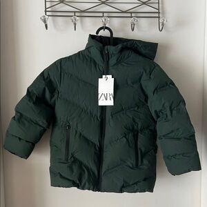NWT Zara Kids Dark Green Puffer Coat